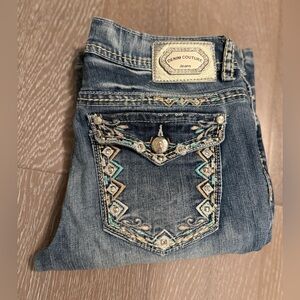 Denim Couture Embellished Embroidered Women's Bootcut Blue Jeans Size 5